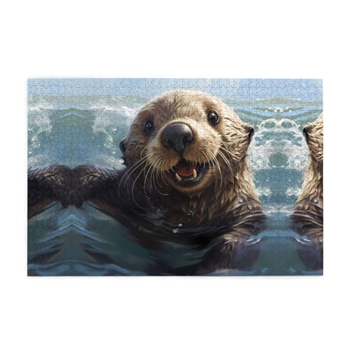 Puzzles1000 Teile WHJDPP Sea Otter Muster Pädagogische Intellektuelle Holzpuzzles Lustige Puzzles Stressabbau Puzzles von WHJDPP