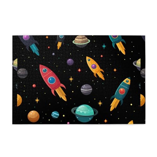 Puzzles1000 Teile WHJDPP Stern Rakete Muster Pädagogische Intellektuelle Holzpuzzles Lustige Puzzles Stressabbau Puzzles von WHJDPP