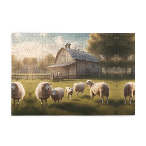 Puzzles1000 Teile WHJDPP Viele Niedliche Schafmuster Pädagogische Intellektuelle Holzpuzzles Lustige Puzzles Stressabbau Puzzles von WHJDPP