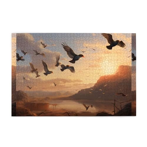 Puzzles1000 Teile WHJDPP Vogelwanderung-Muster Pädagogische Intellektuelle Holzpuzzles, lustige Puzzles, Stressabbau-Puzzles von WHJDPP