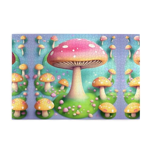 Puzzles1000 Teile WHJDPP Wunderbare kleine Pilze Muster Pädagogische Intellektuelle Holzpuzzles Lustige Puzzles Stressabbau Puzzles von WHJDPP