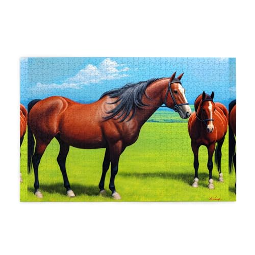 Puzzles1000 Teile WHJDPP Zwei Pferde Muster Pädagogische Intellektuelle Holzpuzzles Lustige Puzzles Stressabbau Puzzles von WHJDPP