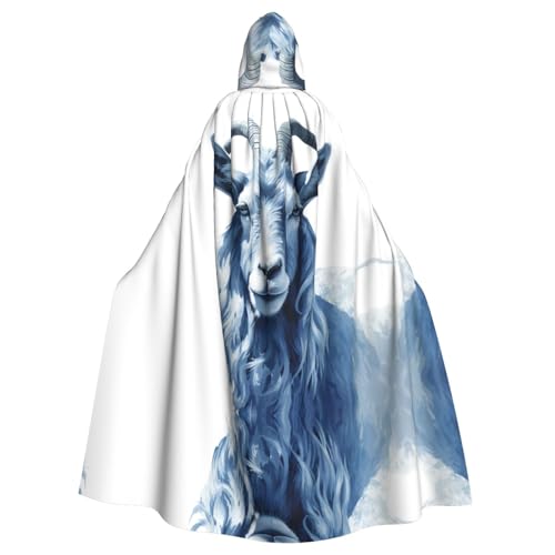 WHJDPP Blauer Ziegen-Druck, Halloween-Umhang mit Kapuze für Erwachsene, für Kostümpartys und Themenveranstaltungen WHJDPP Blauer Ziegen-Druck, Halloween-Umhang mit Kapuze für Erwachsene, für Kostümpartys und Themenveranstaltungen von WHJDPP