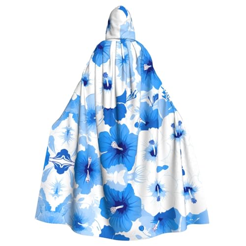 WHJDPP Blauer hawaiianischer Blumendruck, Halloween-Umhang mit Kapuze für Erwachsene, für Kostümpartys und Themenveranstaltungen WHJDPP Blauer hawaiianischer Blumendruck, Halloween-Umhang mit Kapuze für Erwachsene, für Kostümpartys und Themenveranstaltungen von WHJDPP