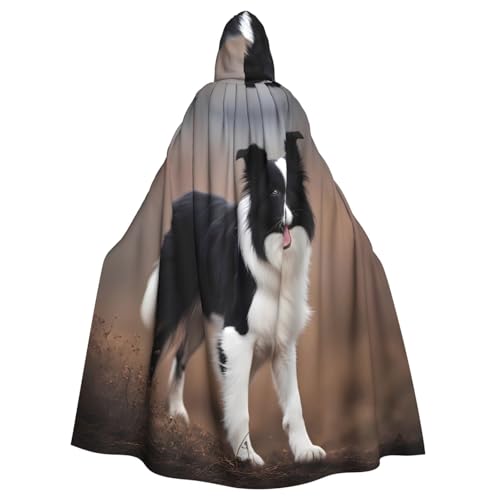 WHJDPP Border Collie Prints Kapuzenumhang für Halloween, Rollenspiele und Kostümpartys – bequem und langlebig von WHJDPP