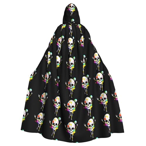 WHJDPP Ein buntes Ei, das auf einem Totenkopf tanzt, druckt Halloween, Erwachsenen-Kapuzenumhang für Kostümpartys und Themenveranstaltungen WHJDPP Ein buntes Ei, das auf einem Totenkopf tanzt, druckt Halloween, Erwachsenen-Kapuzenumhang für Kostümpartys und Themenveranstaltungen von WHJDPP