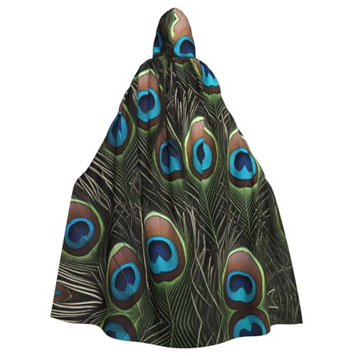 WHJDPP Frischer Pfauen-Druck, Halloween-Umhang mit Kapuze für Erwachsene, für Kostümpartys und Themenveranstaltungen WHJDPP Frischer Pfauen-Druck, Halloween-Umhang mit Kapuze für Erwachsene, für Kostümpartys und Themenveranstaltungen von WHJDPP