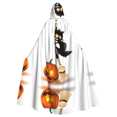 WHJDPP Halloween-Umhang mit schwarzer Katze, Kürbisbild, Halloween, Erwachsenen-Kapuzenumhang – super großer Kapuzenumhang ohne Reißverschluss von WHJDPP