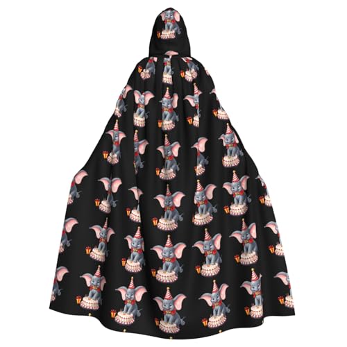 WHJDPP Happy Birthday Dumbo Prints Kapuzenumhang für Halloween, Rollenspiele und Kostümpartys – bequem und langlebig von WHJDPP