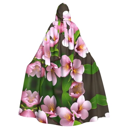 WHJDPP Japanischer Frühlings-Pflaumen-Blumenmuster, Kapuzenumhang für Halloween, Rollenspiel-Kostüme und mehr von WHJDPP