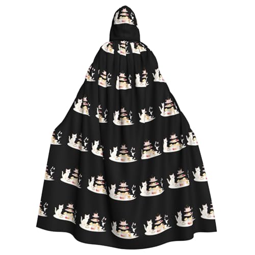 WHJDPP Kätzchen-Nachmittagstee-Druck mit Kapuze für Halloween, Rollenspiele und Kostümpartys – bequem und langlebig WHJDPP Kätzchen-Nachmittagstee-Druck mit Kapuze für Halloween, Rollenspiele und Kostümpartys – bequem und langlebig von WHJDPP