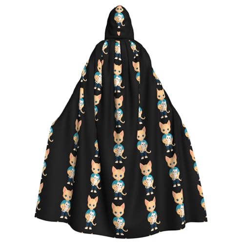 WHJDPP Kätzchen hält eine Puppe, bedruckter Kapuzenumhang für Halloween, Rollenspiele und Kostümpartys – bequem und langlebig WHJDPP Kätzchen hält eine Puppe, bedruckter Kapuzenumhang für Halloween, Rollenspiele und Kostümpartys – bequem und langlebig von WHJDPP