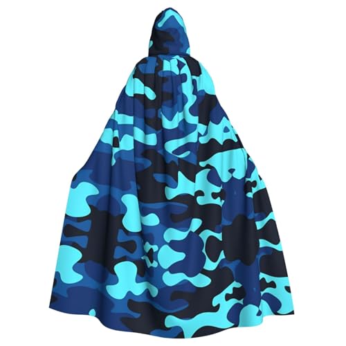 WHJDPP Kapuzenumhang für Erwachsene, mit Camouflage-Muster, super groß, ohne Reißverschluss, Blau von WHJDPP