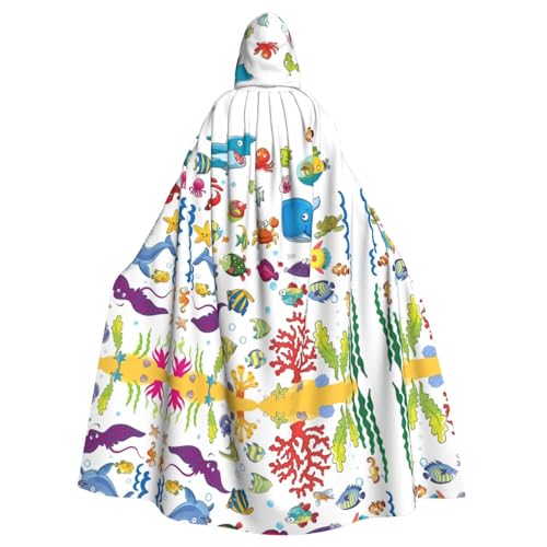 WHJDPP Kapuzenumhang mit Fischmotiv unter dem Meer, Halloween, für Erwachsene, super großer Kapuzenumhang ohne Reißverschluss WHJDPP Kapuzenumhang mit Fischmotiv unter dem Meer, Halloween, für Erwachsene, super großer Kapuzenumhang ohne Reißverschluss von WHJDPP