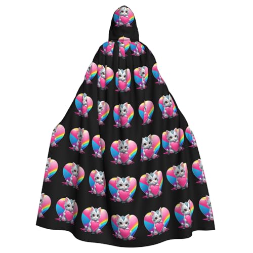 WHJDPP Kapuzenumhang mit Kätzchen-Motiv, Regenbogen-Druck, für Halloween, Rollenspiele und Kostümpartys – bequem und langlebig WHJDPP Kapuzenumhang mit Kätzchen-Motiv, Regenbogen-Druck, für Halloween, Rollenspiele und Kostümpartys – bequem und langlebig von WHJDPP
