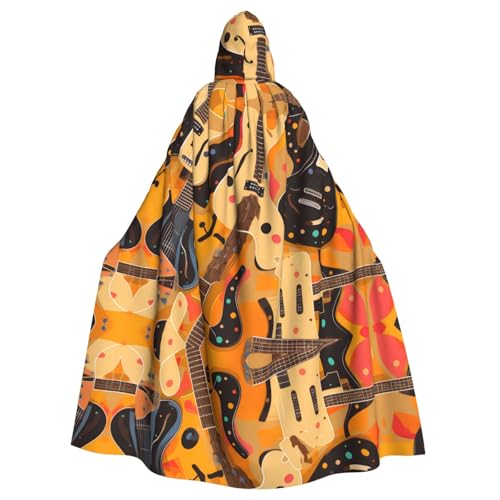 WHJDPP Kapuzenumhang mit Musikgitarre, Halloween, Erwachsene, für Kostümpartys und Themenveranstaltungen von WHJDPP
