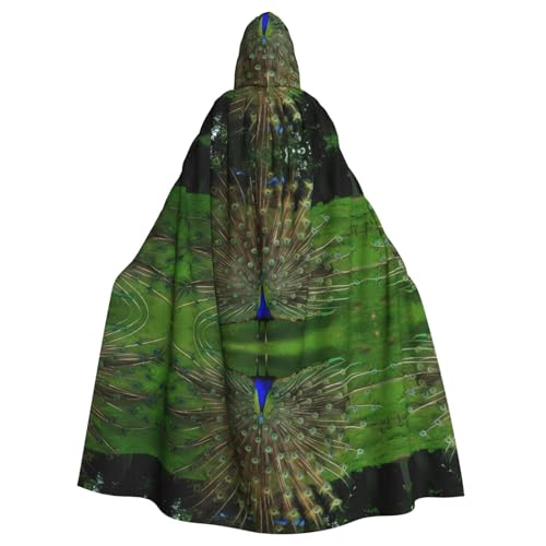 WHJDPP Kapuzenumhang mit Pfauenbild, Halloween, für Erwachsene, super großer Kapuzenumhang ohne Reißverschluss von WHJDPP