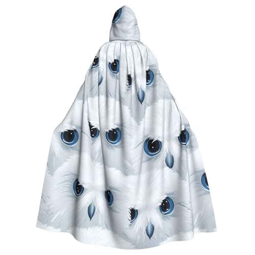 WHJDPP Kapuzenumhang mit Schneeeule und Augen, für Halloween, Erwachsene, für Kostümpartys und Themenveranstaltungen von WHJDPP