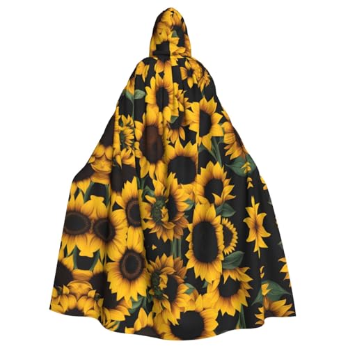 WHJDPP Kapuzenumhang mit Sonnenblume auf schwarzem B-Druck, Halloween, Erwachsene, für Kostümpartys und Themenveranstaltungen WHJDPP Kapuzenumhang mit Sonnenblume auf schwarzem B-Druck, Halloween, Erwachsene, für Kostümpartys und Themenveranstaltungen von WHJDPP