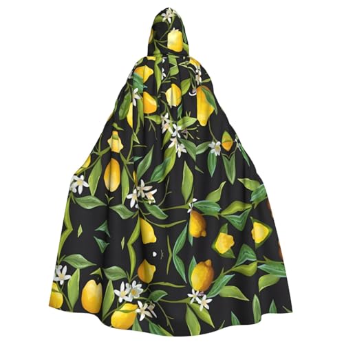 WHJDPP Kapuzenumhang mit Zitronen- und Blumenbild, Halloween, für Erwachsene, super großer Kapuzenumhang ohne Reißverschluss von WHJDPP