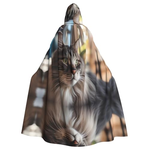 WHJDPP Katzendruck, Halloween-Umhang mit Kapuze, für Kostümpartys und Themenveranstaltungen WHJDPP Katzendruck, Halloween-Umhang mit Kapuze, für Kostümpartys und Themenveranstaltungen von WHJDPP
