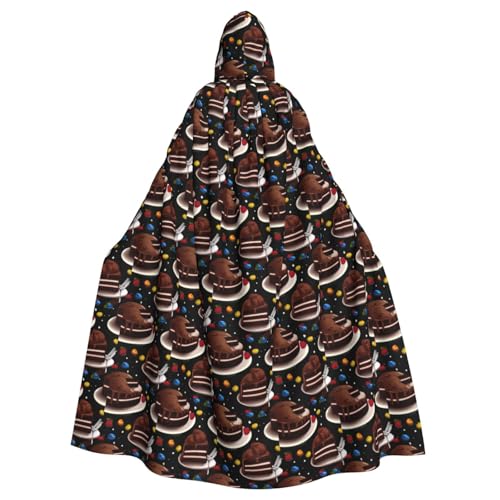 WHJDPP Köstlicher Schokoladenkuchen-Druck, Halloween-Umhang für Erwachsene, Kapuzenumhang für Kostümpartys und Themenveranstaltungen WHJDPP Köstlicher Schokoladenkuchen-Druck, Halloween-Umhang für Erwachsene, Kapuzenumhang für Kostümpartys und Themenveranstaltungen von WHJDPP