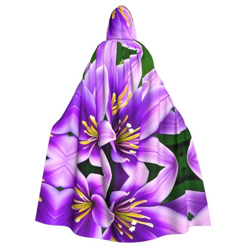 WHJDPP Lila Lilien-Blumen-Muster Kapuzenumhang für Halloween, Rollenspiel-Kostüme und mehr WHJDPP Lila Lilien-Blumen-Muster Kapuzenumhang für Halloween, Rollenspiel-Kostüme und mehr von WHJDPP