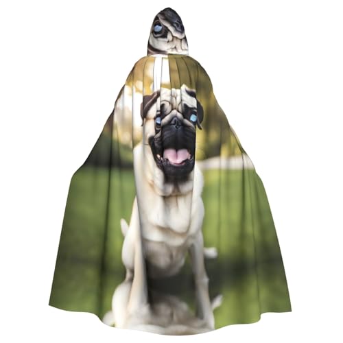 WHJDPP Lustiger Kapuzenumhang mit Mops-Aufdruck für Halloween, Rollenspiele und Kostümpartys – bequem und langlebig WHJDPP Lustiger Kapuzenumhang mit Mops-Aufdruck für Halloween, Rollenspiele und Kostümpartys – bequem und langlebig von WHJDPP