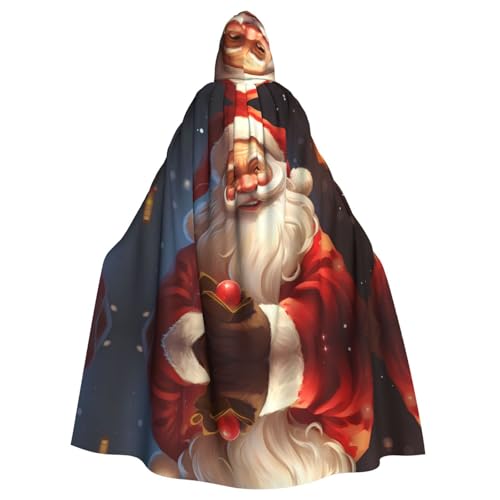 WHJDPP Niedlicher Weihnachtsmann-Druck Halloween Erwachsene Kapuzenumhang für Kostümpartys und Themenveranstaltungen von WHJDPP