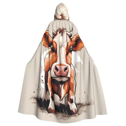 WHJDPP Niedlicher kleiner Kuh-Druck, Halloween-Umhang mit Kapuze für Erwachsene, für Kostümpartys und Themenveranstaltungen WHJDPP Niedlicher kleiner Kuh-Druck, Halloween-Umhang mit Kapuze für Erwachsene, für Kostümpartys und Themenveranstaltungen von WHJDPP