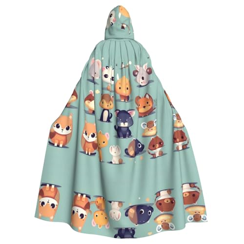 WHJDPP Niedlicher kleiner Tier-Druck, Halloween-Umhang mit Kapuze für Erwachsene, für Kostümpartys und Themenveranstaltungen WHJDPP Niedlicher kleiner Tier-Druck, Halloween-Umhang mit Kapuze für Erwachsene, für Kostümpartys und Themenveranstaltungen von WHJDPP