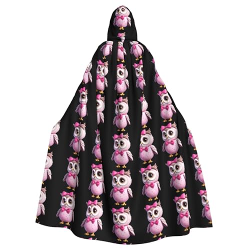 WHJDPP Niedlicher rosa Eulen-Druck, Halloween-Umhang mit Kapuze für Erwachsene, für Kostümpartys und Themenveranstaltungen WHJDPP Niedlicher rosa Eulen-Druck, Halloween-Umhang mit Kapuze für Erwachsene, für Kostümpartys und Themenveranstaltungen von WHJDPP