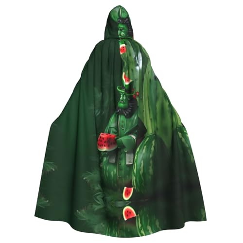 WHJDPP Patrick's Wassermelonen-Festivaldruck, Halloween-Umhang mit Kapuze für Erwachsene, für Kostümpartys und Themenveranstaltungen WHJDPP Patrick's Wassermelonen-Festivaldruck, Halloween-Umhang mit Kapuze für Erwachsene, für Kostümpartys und Themenveranstaltungen von WHJDPP