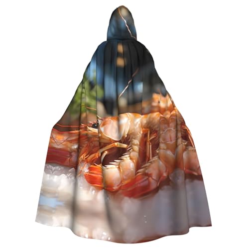 WHJDPP Prawns Prints Halloween Kapuzenumhang für Erwachsene, für Kostümpartys und Themenveranstaltungen von WHJDPP