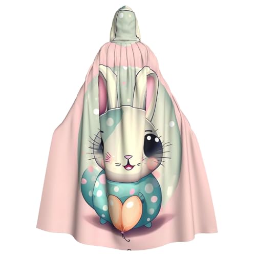 WHJDPP Rosafarbener Cartoon-Hasen-Aufdruck, Halloween-Umhang für Erwachsene, Kapuzenumhang für Kostümpartys und Themenveranstaltungen WHJDPP Rosafarbener Cartoon-Hasen-Aufdruck, Halloween-Umhang für Erwachsene, Kapuzenumhang für Kostümpartys und Themenveranstaltungen von WHJDPP