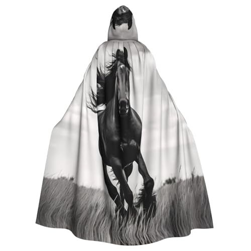 WHJDPP Schwarzer Hengst-Druck, Halloween-Umhang mit Kapuze für Erwachsene, für Kostümpartys und Themenveranstaltungen WHJDPP Schwarzer Hengst-Druck, Halloween-Umhang mit Kapuze für Erwachsene, für Kostümpartys und Themenveranstaltungen von WHJDPP