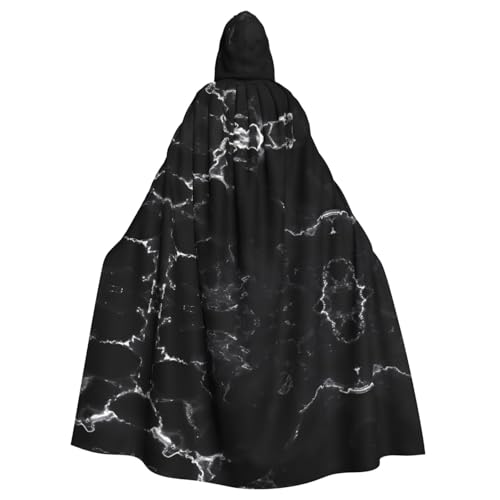 WHJDPP Schwarzer Kapuzenumhang mit Marmorbild, Halloween, für Erwachsene, super großer Kapuzenumhang ohne Reißverschluss von WHJDPP