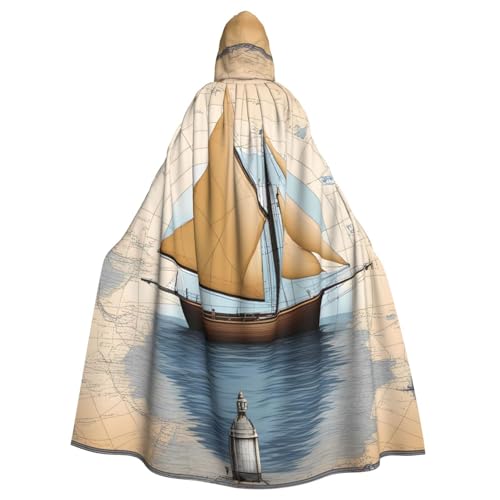 WHJDPP Segelboot-Karten-Druck, Kapuzenumhang für Halloween, Rollenspiele und Kostümpartys – bequem und langlebig WHJDPP Segelboot-Karten-Druck, Kapuzenumhang für Halloween, Rollenspiele und Kostümpartys – bequem und langlebig von WHJDPP