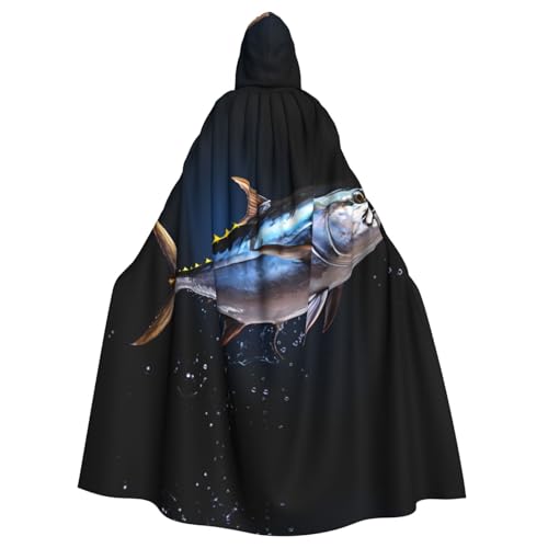 WHJDPP Thunfisch Prints Halloween Erwachsene Kapuzenumhang für Kostümpartys und Themenveranstaltungen von WHJDPP