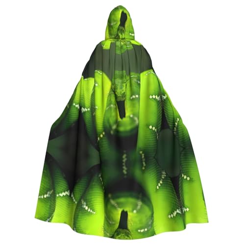 WHJDPP Umhang mit Kapuze, Motiv: grüne Schlangenbild, Halloween, Erwachsene, super großer Kapuzenumhang ohne Reißverschluss von WHJDPP