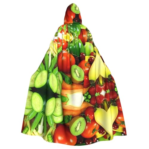 WHJDPP Umhang mit Kapuze für Erwachsene, Motiv: frisches Gemüse, Obst, Halloween, großer Kapuzenumhang ohne Reißverschluss von WHJDPP