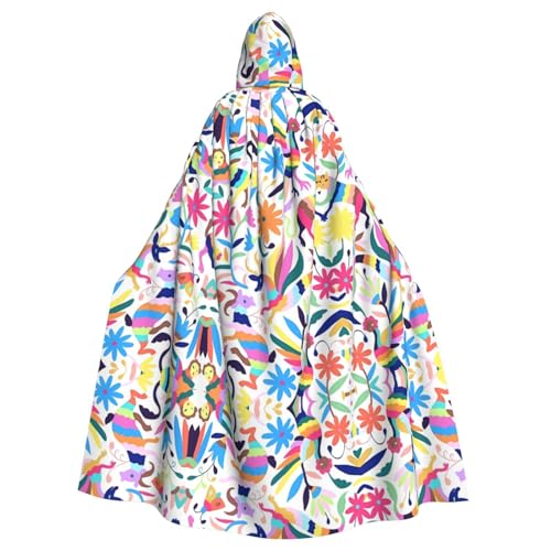 WHJDPP Umhang mit Kapuze für Erwachsene, Motiv: mexikanische Otomi-Tiere, Halloween, für Erwachsene, super großer Kapuzenumhang ohne Reißverschluss von WHJDPP