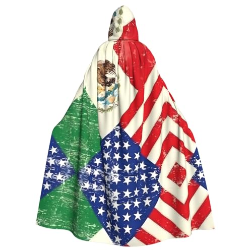 WHJDPP Umhang mit Kapuze für Erwachsene, Motiv: mexikanische amerikanische Flagge, Halloween, großer Kapuzenumhang ohne Reißverschluss von WHJDPP
