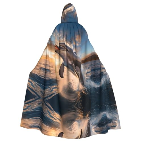 WHJDPP Umhang mit Kapuze für Erwachsene, Motiv: springender Delfin, Halloween, für Kostümpartys und Themenveranstaltungen WHJDPP Umhang mit Kapuze für Erwachsene, Motiv: springender Delfin, Halloween, für Kostümpartys und Themenveranstaltungen von WHJDPP