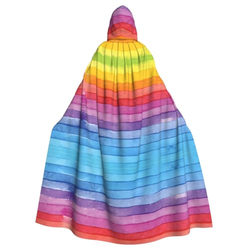 WHJDPP Umhang mit Kapuze für Erwachsene, bunt, Regenbogenstreifen, Bild, Halloween, Erwachsenen-Kapuzenumhang, ohne Reißverschluss von WHJDPP