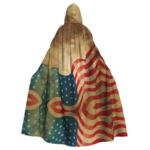 WHJDPP Umhang mit Kapuze im Vintage-Stil, amerikanische Flagge, 4. Juli, USA-Motiv, Halloween, Erwachsenen-Kapuzenumhang – super großer Kapuzenumhang ohne Reißverschluss von WHJDPP