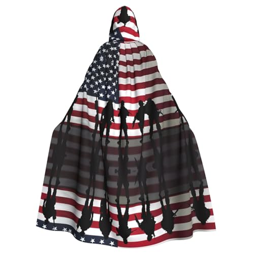 WHJDPP Umhang mit amerikanischer Flagge, Veteranentag, Bild, Halloween, Erwachsenen-Kapuzenumhang – super großer Kapuzenumhang ohne Reißverschluss von WHJDPP