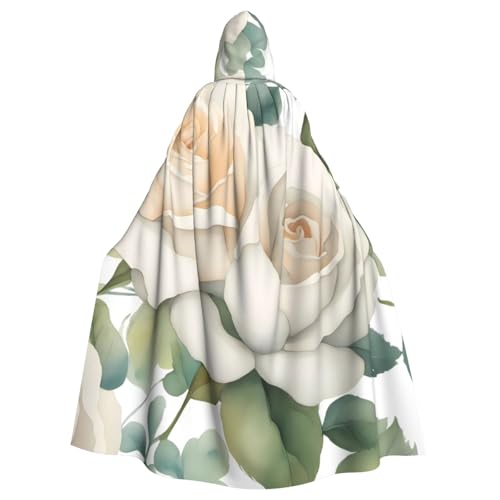 WHJDPP Weißer Aquarell-Rosen-Druck, Halloween, Erwachsenen-Kapuzenumhang für Kostümpartys und Themenveranstaltungen WHJDPP Weißer Aquarell-Rosen-Druck, Halloween, Erwachsenen-Kapuzenumhang für Kostümpartys und Themenveranstaltungen von WHJDPP