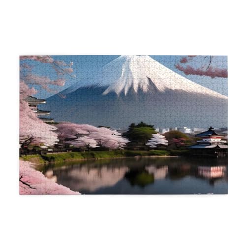 Jigsaw Puzzles1000 Teile Whjshop Mt. Fuji im frühen Frühling druckt pädagogische intellektuelle Holzpuzzles, lustige Puzzles, Stressabbau-Puzzles von WHJSHOP