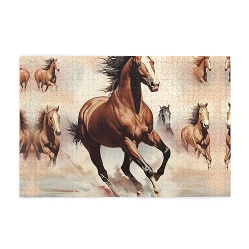Jigsaw Puzzles1000 Teile Whjshop Prancing Brown Horse Prints Educational Intellectual Wooden Puzzles, Fun Puzzles, Stress Relieving Puzzles von WHJSHOP